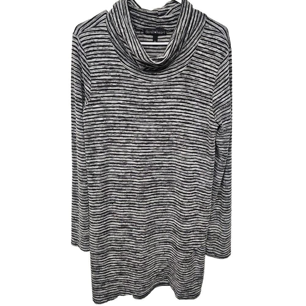 Derek Heart Womens Sweater Dress Large Cowl Neck Velour Grunge Y2K Striped